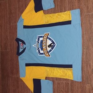 Rare Minnesota Yellow Blue AAA Hockey Classic Elite Stitched Jersey Men's Medium